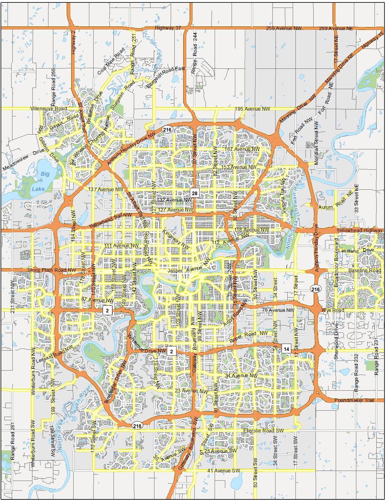 Edmonton area road map